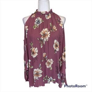 Ces Femme floral halter neck could shoulder blouse‎ medium